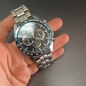 Seiko Chronograph Blue Dial Stainless Steel Mens Watch SSB345